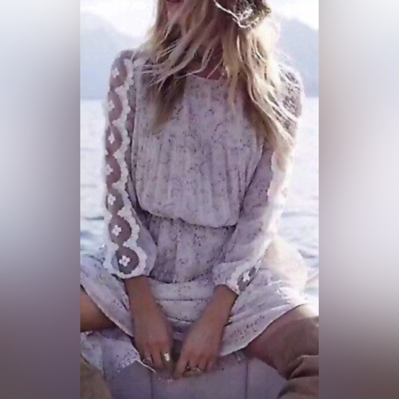 Free People Womens Floral Charlotte Midi Dress Size Medium Lace Lined - Picture 1 of 14